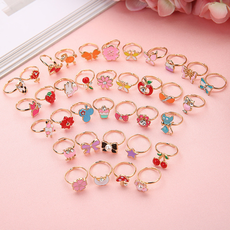 Beauty Makeup Fashion - 10/20 pcs Children Cute Ring Adjustable