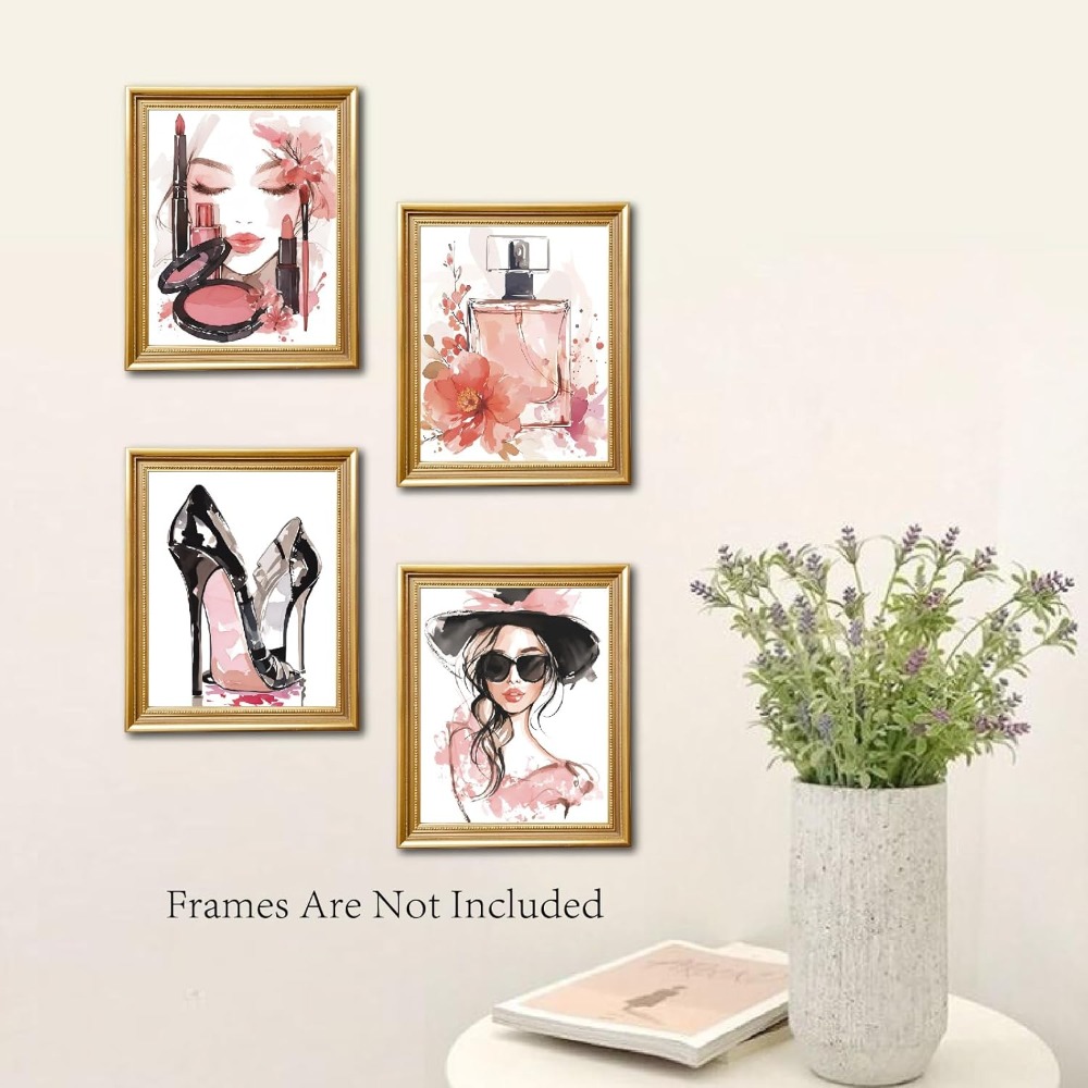 4Pcs Pink Makeup Wall Art Prin - Beauty Makeup Fashion บทวิจารณ์และราคา