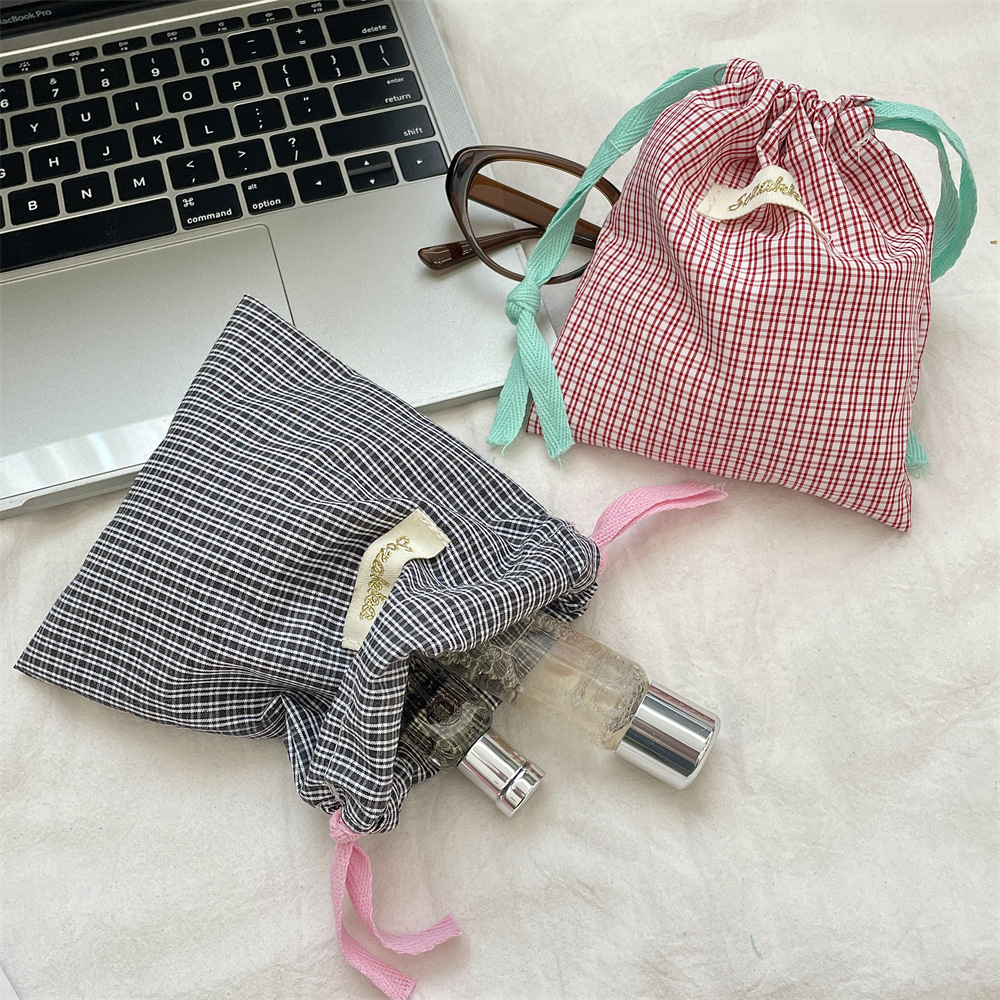 New Plaid Storage Drawstring B - Beauty Preservation Makeup Bag บทวิจารณ์และราคา