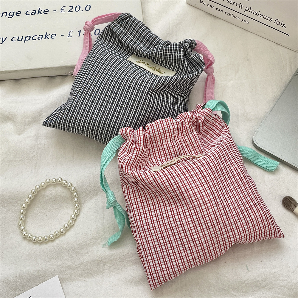 New Plaid Storage Drawstring B - Beauty Preservation Makeup Bag บทวิจารณ์และราคา