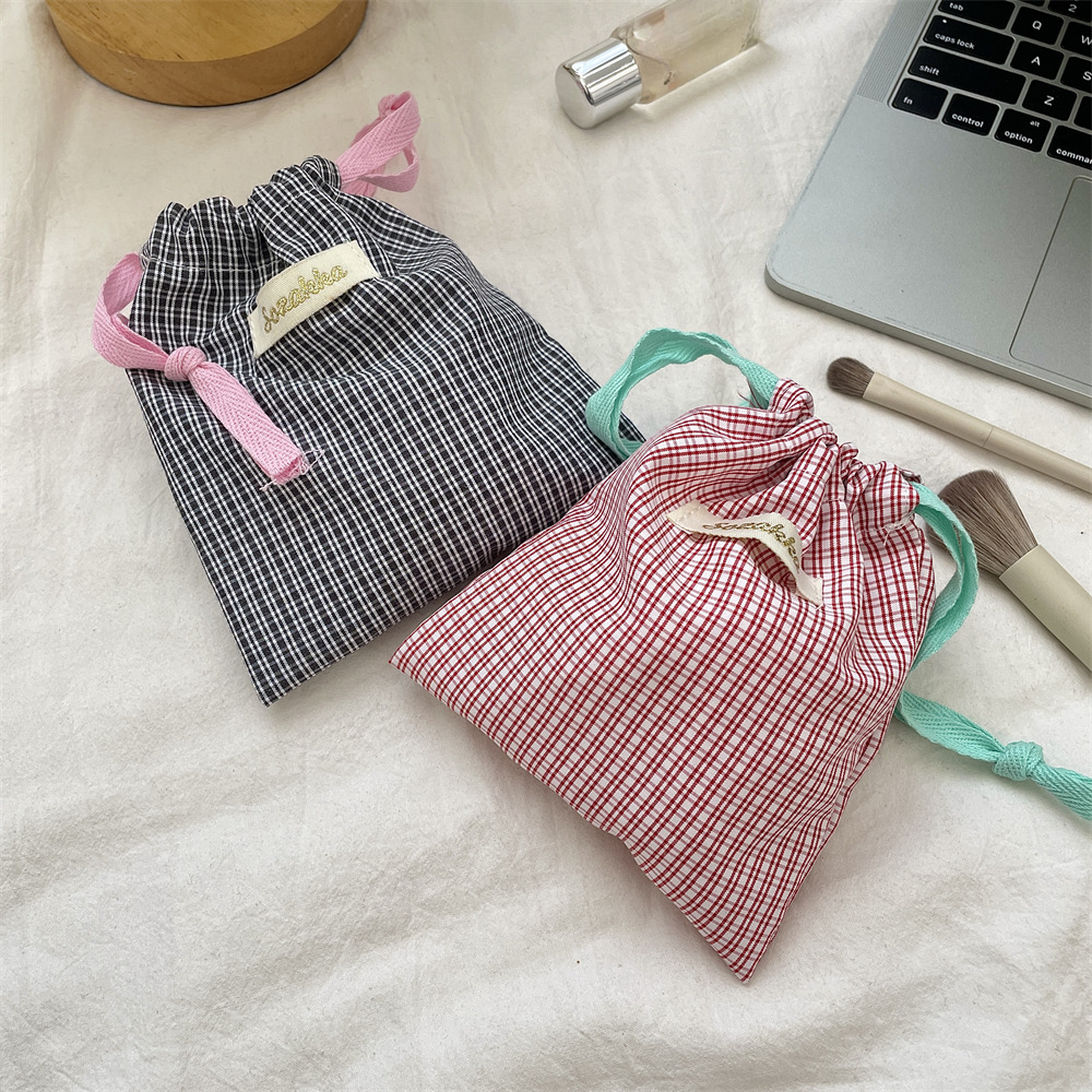 New Plaid Storage Drawstring B - Beauty Preservation Makeup Bag บทวิจารณ์และราคา
