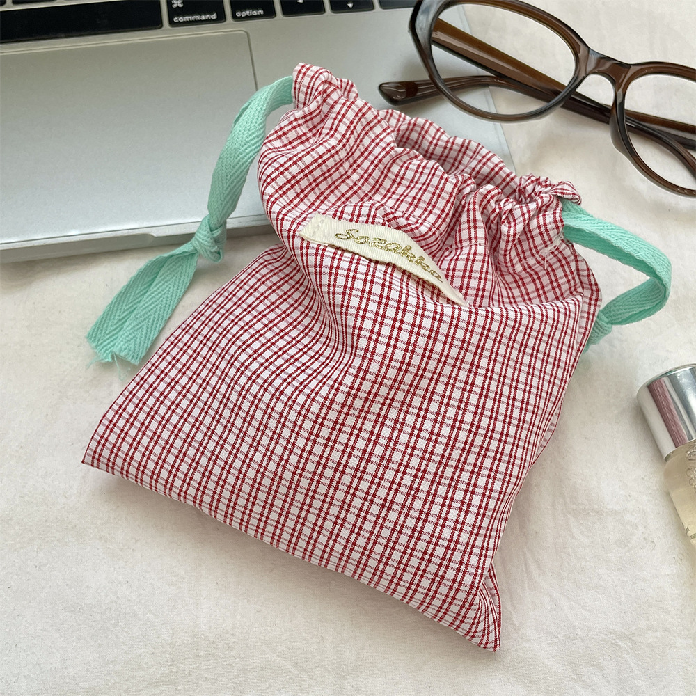 New Plaid Storage Drawstring B - Beauty Preservation Makeup Bag บทวิจารณ์และราคา