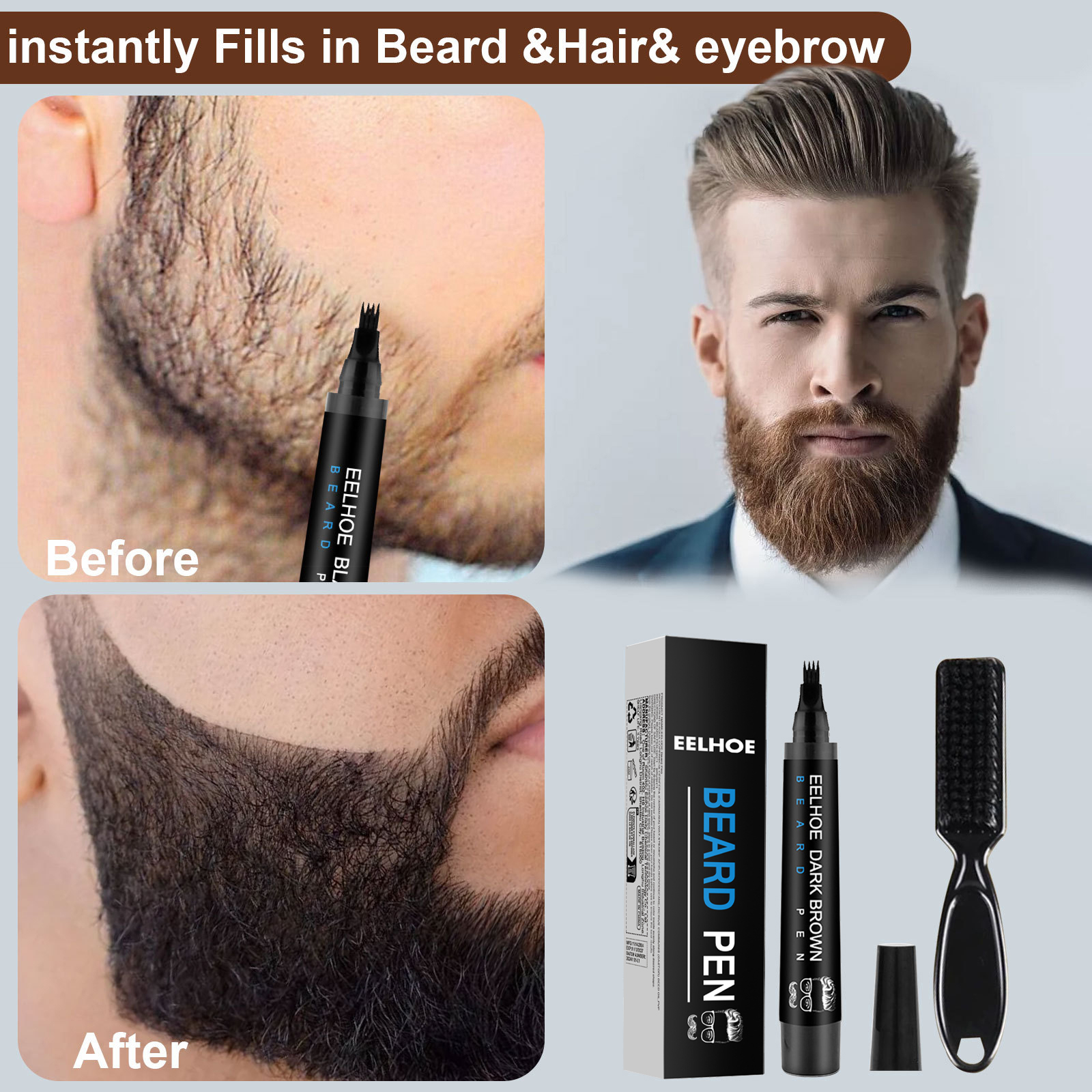 Beard Fillering Pen Kit Thicke - Beauty Of Makeup บทวิจารณ์และราคา