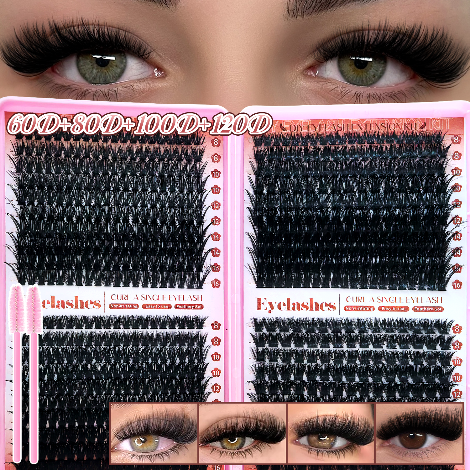 D Curl Eyelashes Clusters Begi - Beauty Book Makeup Kit บทวิจารณ์และราคา