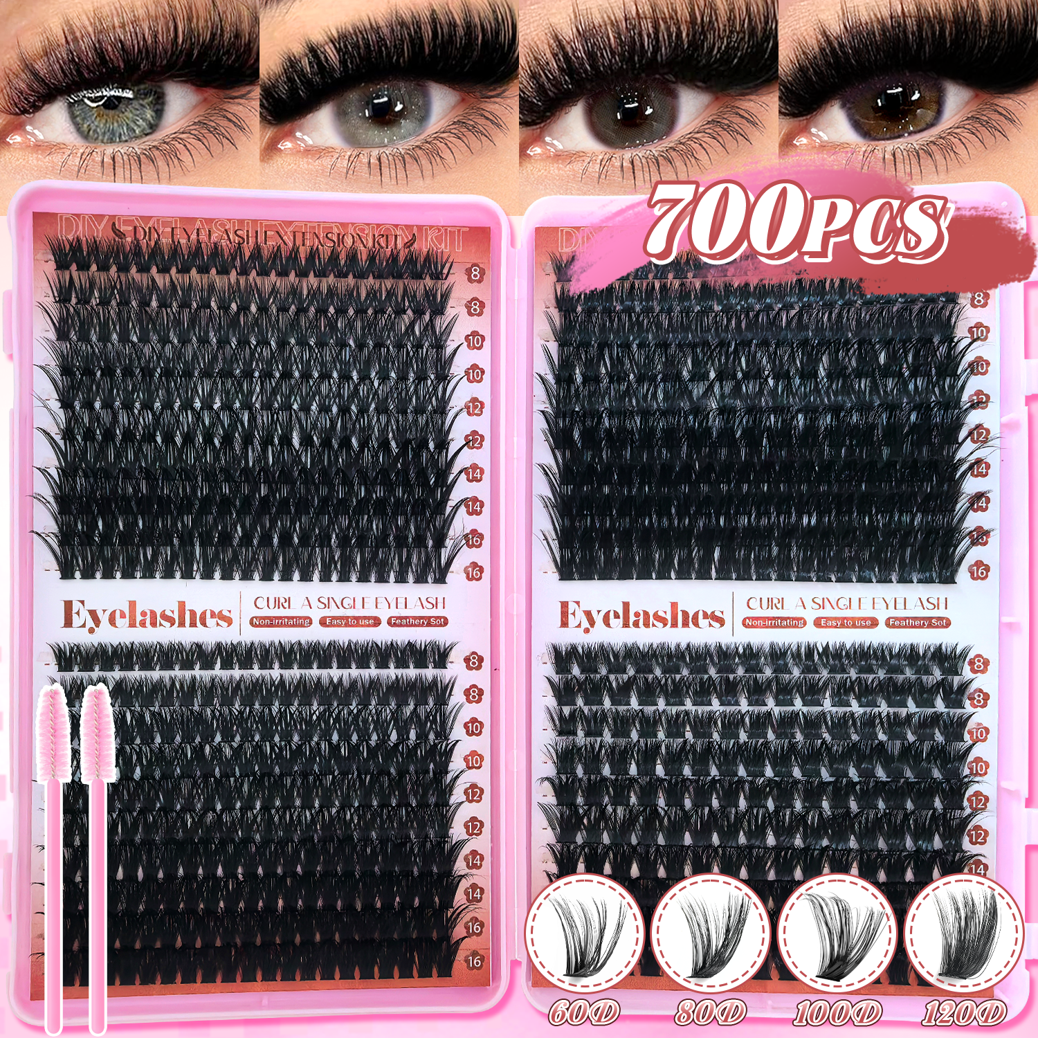 D Curl Eyelashes Clusters Begi - Beauty Book Makeup Kit บทวิจารณ์และราคา