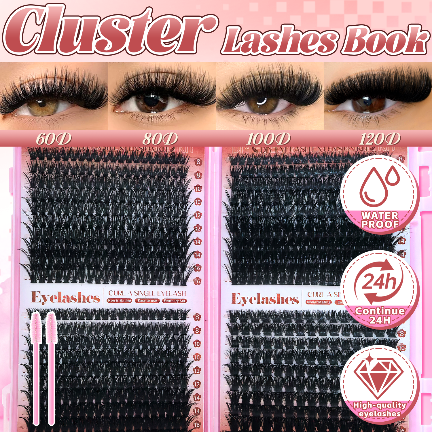 D Curl Eyelashes Clusters Begi - Beauty Book Makeup Kit บทวิจารณ์และราคา