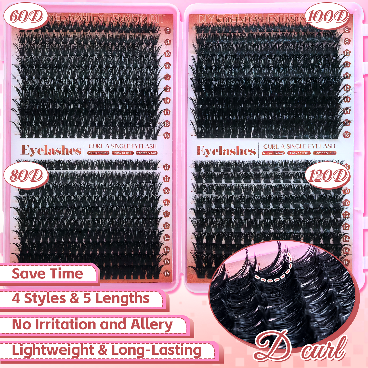 D Curl Eyelashes Clusters Begi - Beauty Book Makeup Kit บทวิจารณ์และราคา