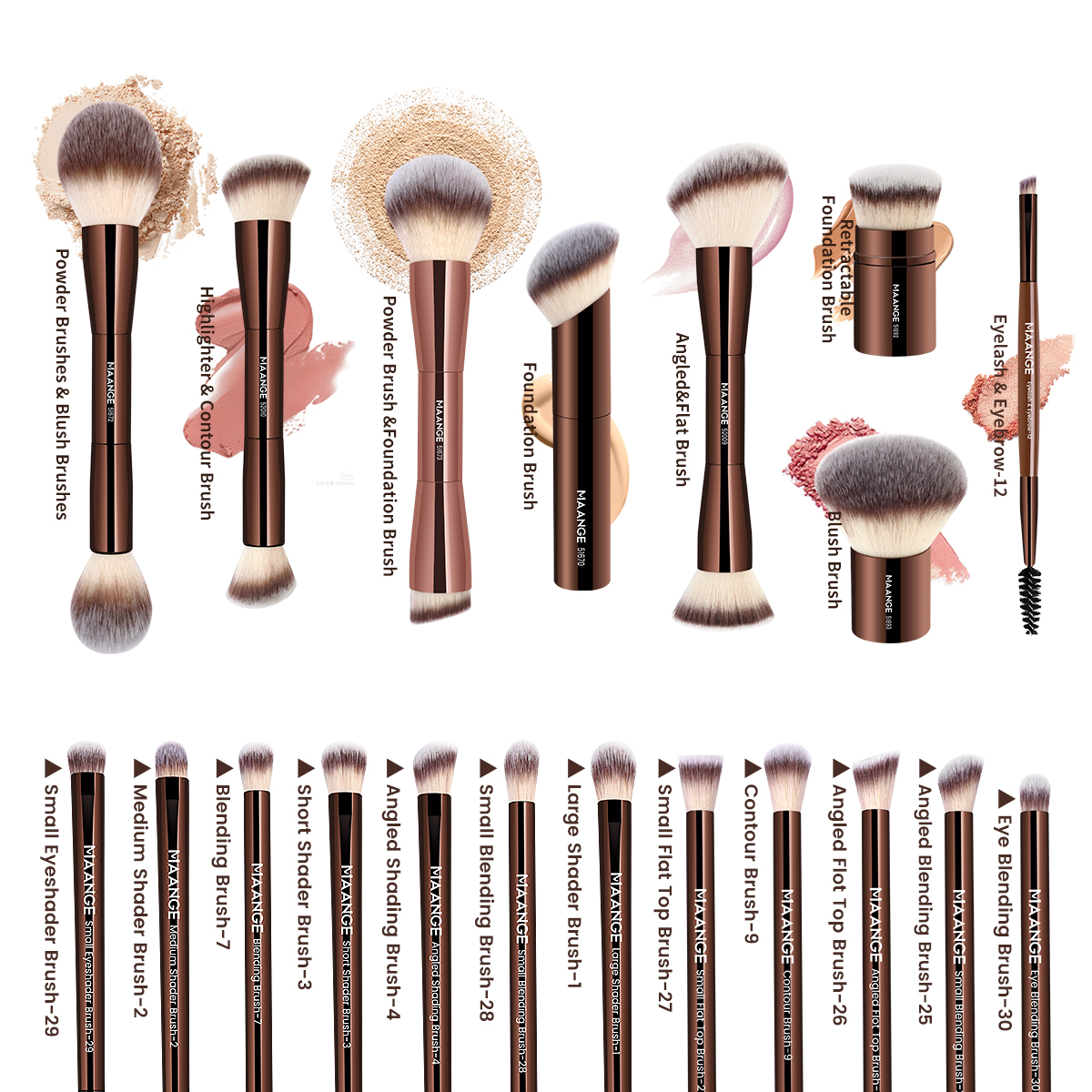 MAANGE 20pcs Pro Makeup Brushe - Beauty Preservation Makeup Bag บทวิจารณ์และราคา