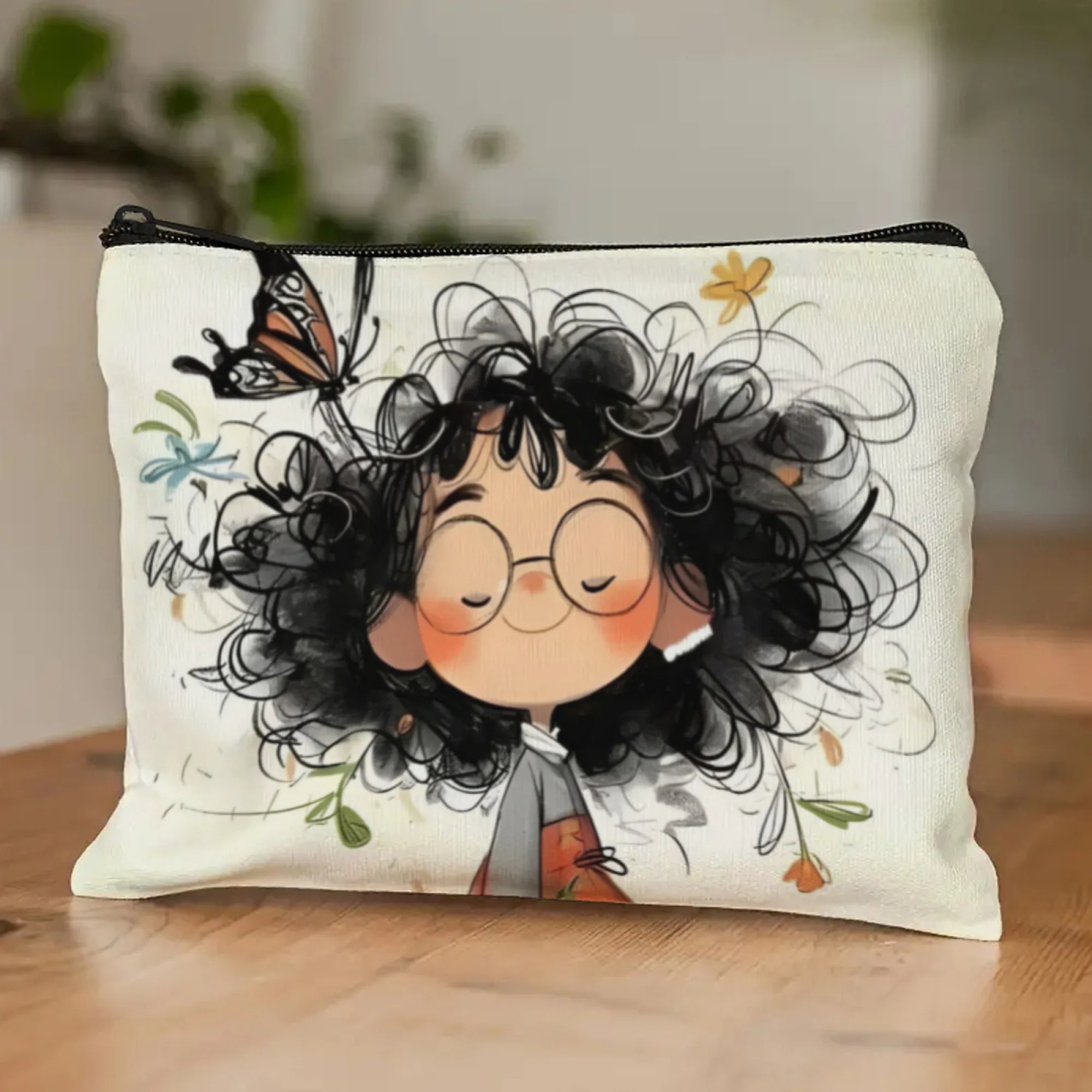 Cartoon Girl Makeup Bag Zipper - Beauty Bag Makeup บทวิจารณ์และราคา
