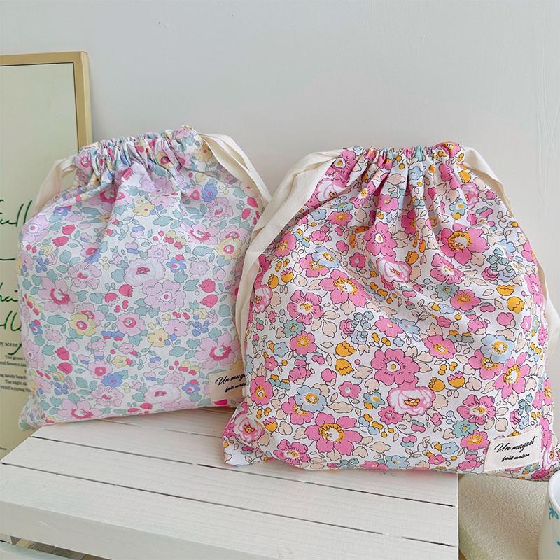 Handmade Floral Cotton Drawstr - Beauty Preservation Makeup Bag บทวิจารณ์และราคา