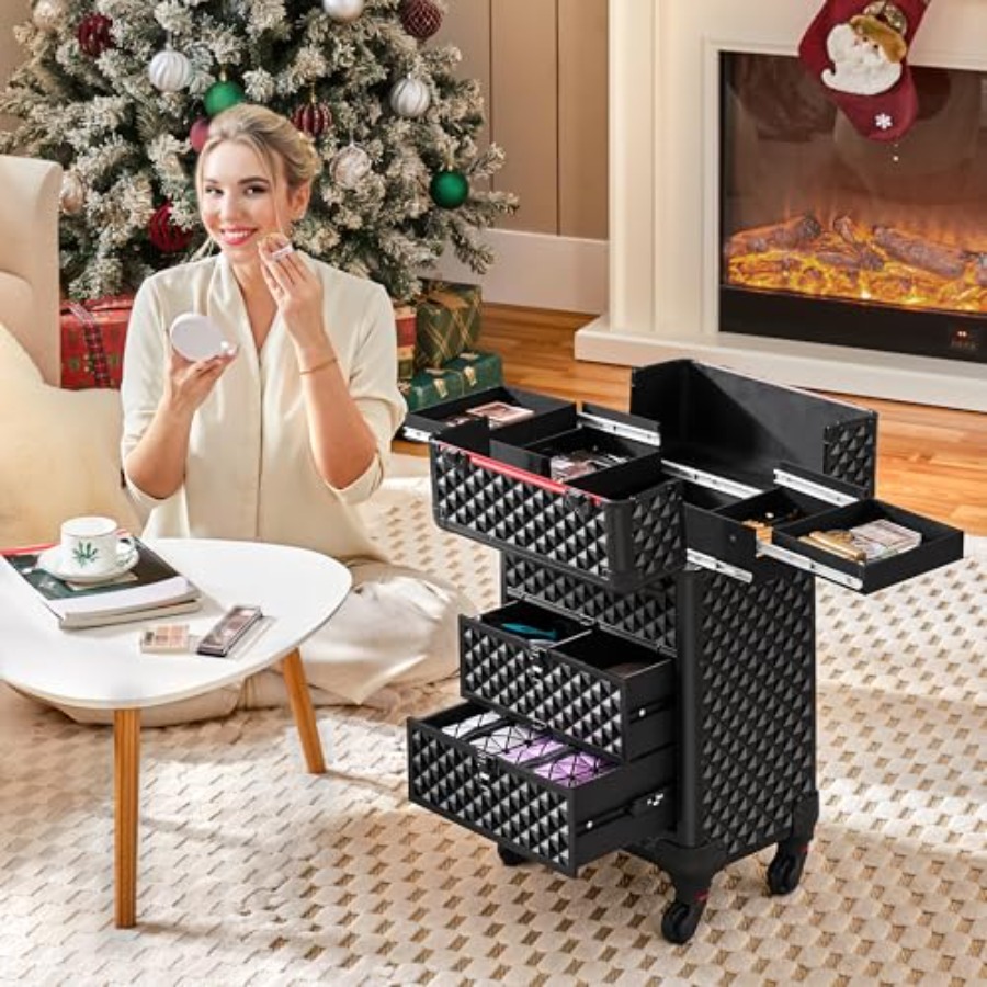 Rolling Makeup Train Case with - Makeup And Beauty บทวิจารณ์และราคา