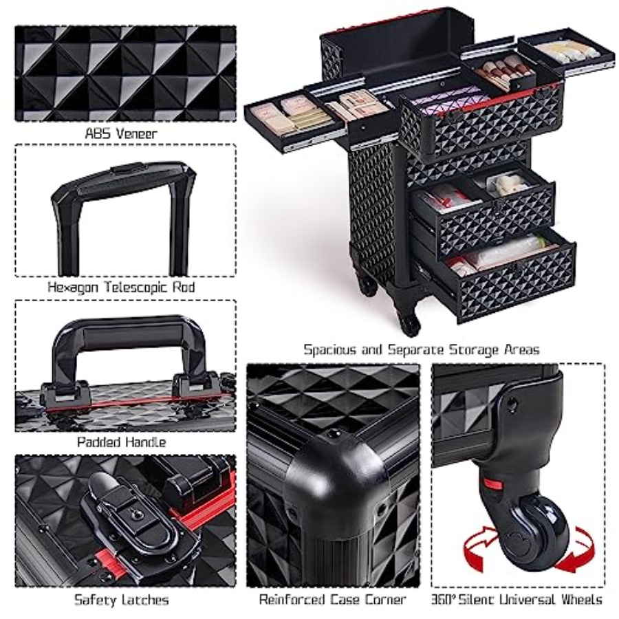 Rolling Makeup Train Case with - Makeup And Beauty บทวิจารณ์และราคา