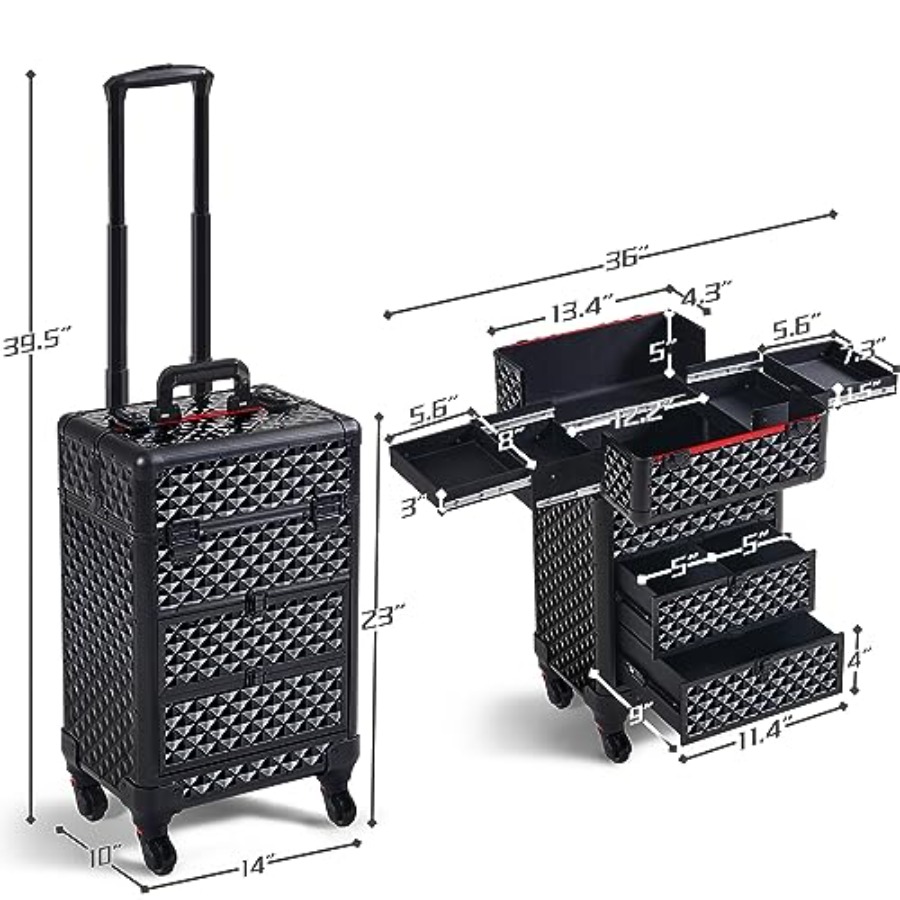 Rolling Makeup Train Case with - Makeup And Beauty บทวิจารณ์และราคา