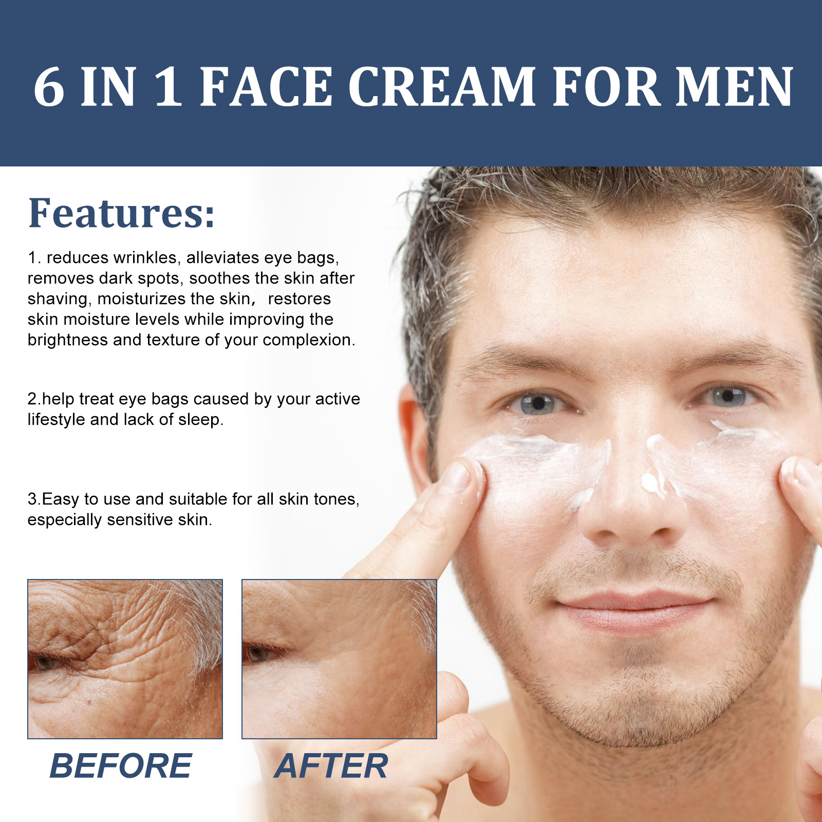50ml 6 in 1 Men Face Cream Moi - Anti-Aging Face Cream บทวิจารณ์และราคา